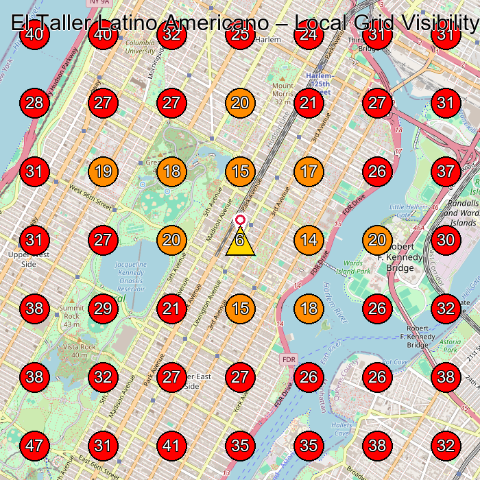 El Taller Latino Americano GeoGrid visibility map for Gymnastics Center in New York